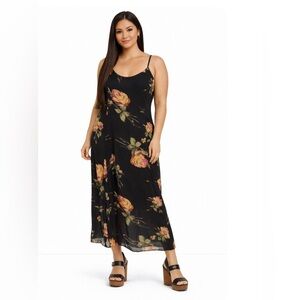 22” ptp Floral Black Maxi Dress